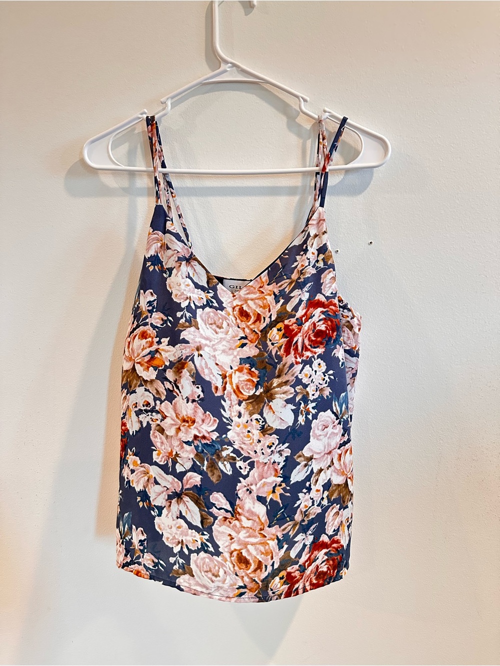 Gilli Navy Floral Spaghetti Strap Tank Top